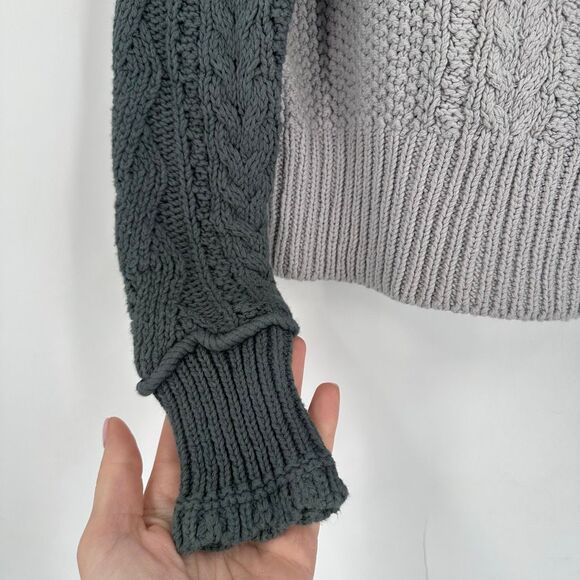 Anthropologie Dip-Dye Marci Pullover Cotton Sweater in Gray Cableknit Size XS - Picture 9 of 13
